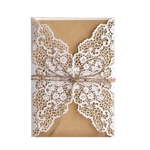 Lace Invitation Card Brown Paper Laser Cut Paper 